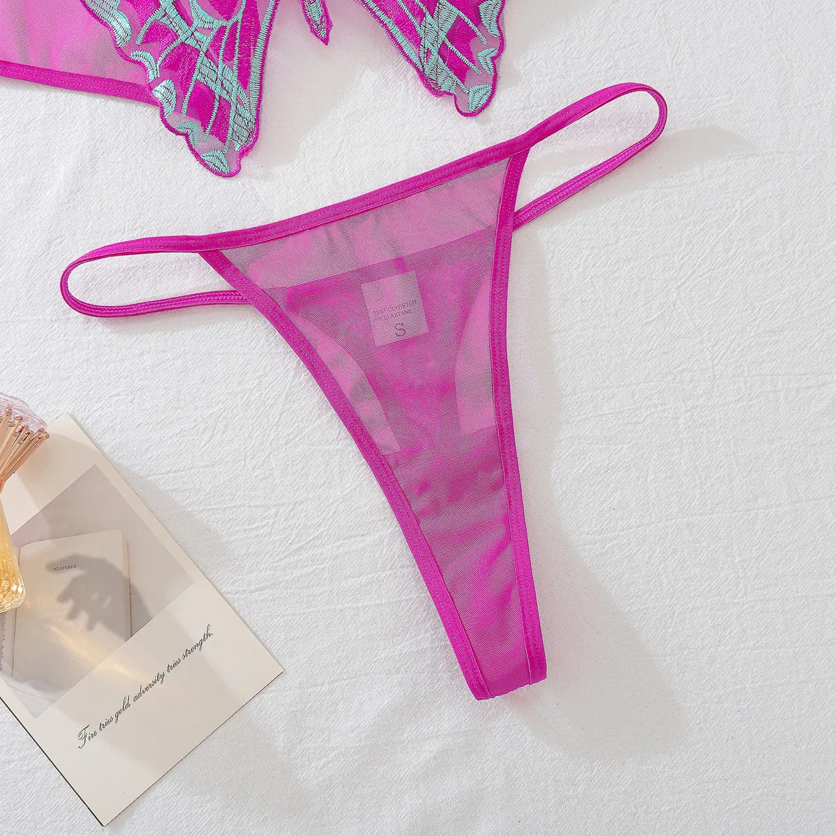 Wholesale Embroidered Perspective Mesh Bra Panty Sets Sexy Strapless Woman Two-Piece Lingerie