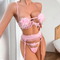 New Arrival See-Through Mesh Ruffle Bra Panty Set Wholesale Sexy Hollow out Lingerie