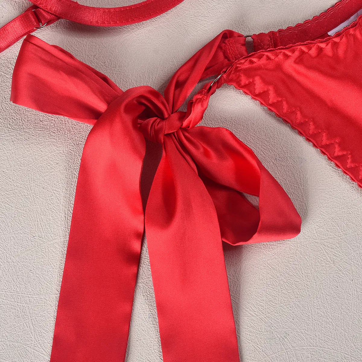 Wholesale Hollow out Woman Underwear Set Sexy Satin Bow Nipple Lingerie