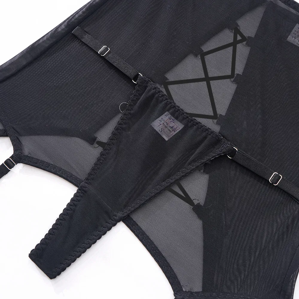 Wholesale Transparent Underwear Set with Gloves for Woman Sexy Hollow out Lingerie