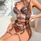 Sexy Fishbone Embroidered Lace Bra Panty Sets New Fashion See-Through Mesh Lingerie