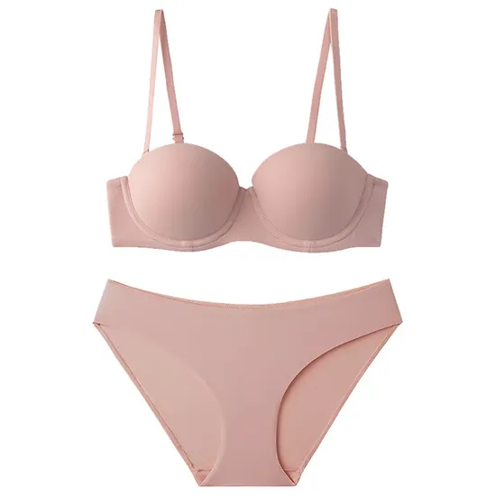 Wholesale Smooth Strapless Seamless Gathering Breathable for Women Soft Bra Breathable Ultra-Thin Set Sexy Underwear Lingerie