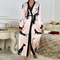 New Arrival Satin Printed Leopard V-Neck Sleepwear Sexy Long Sleeve Woman Robe