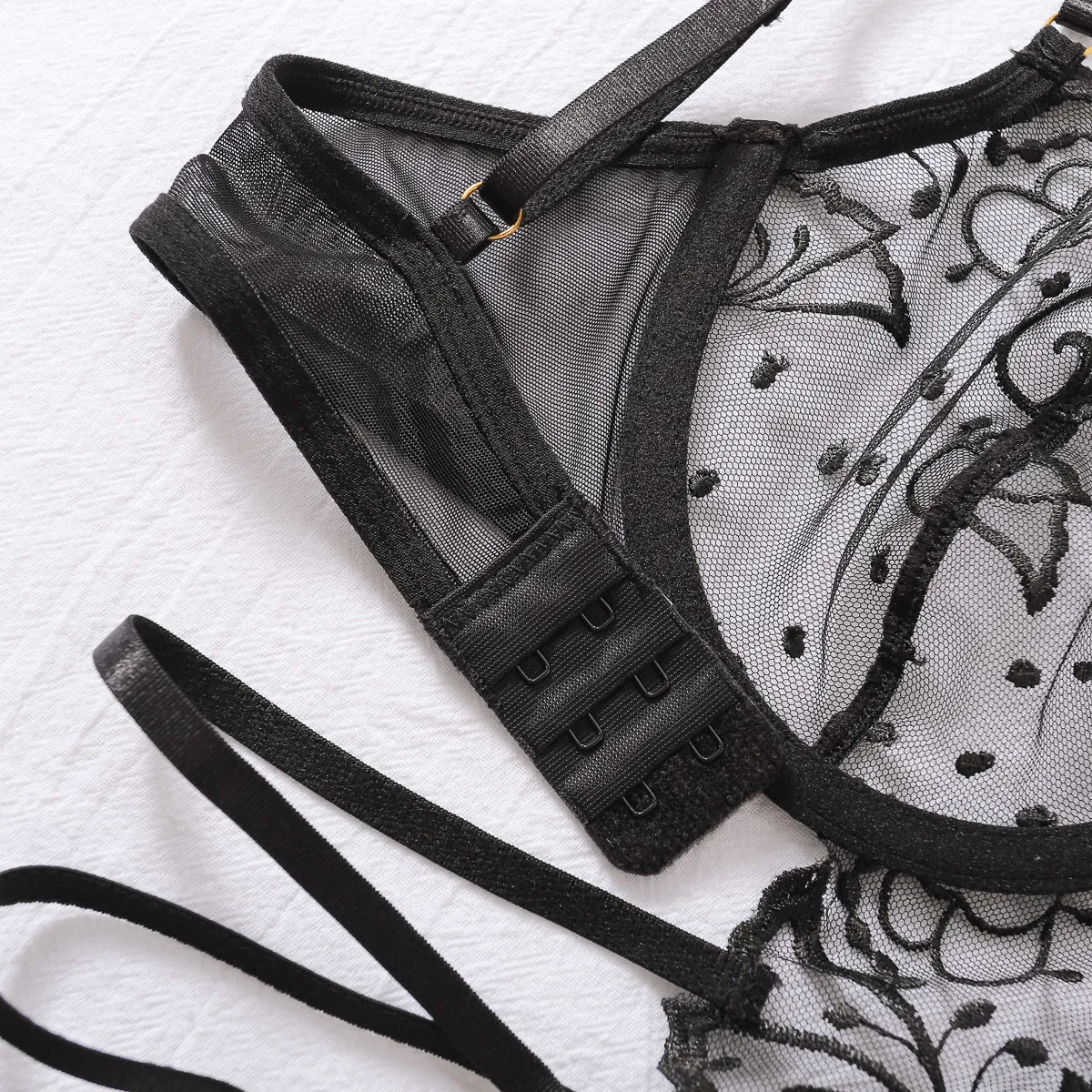 Sexy Embroidery Hollow out One-Piece Lingerie Set Wholesale Perspective Woman Bodysuit