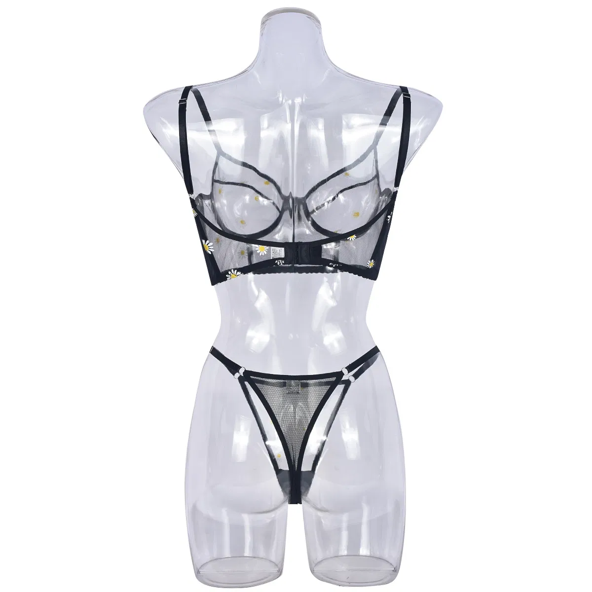 Wholesale See-Through Mesh Fishbone Bra Panty Sets Sexy Ultra Thin Woman Lingerie
