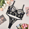 Wholesale See-Through Mesh Fishbone Bra Panty Sets Sexy Ultra Thin Woman Lingerie