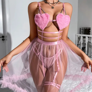 New Sheer Mesh Skirt Underwear Set Sexy Solid Color Women Newest Lingerie