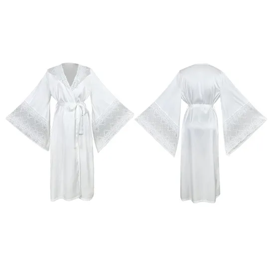 Sexy Long Sleeve Solid Color with Lace Sleepwear Wholesale Transparent Woman Nightwear