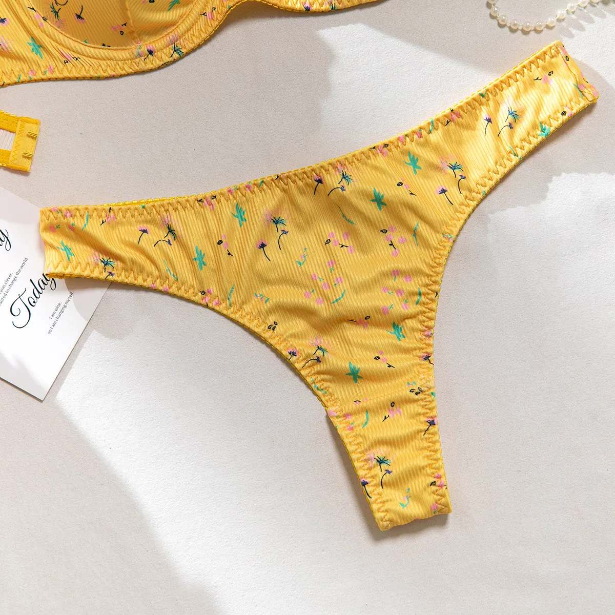 Sexy Flower Print Women's Underwear Set for Summer Wholesale Erotic 2PCS Lingerie