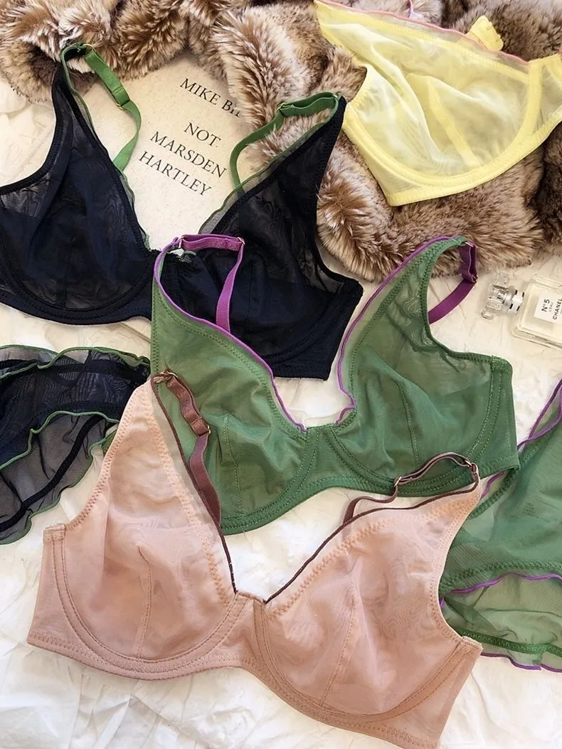 Newest Ultra-Thin Mesh Design Ladies Breathable Underwire Set Women's Lingerie