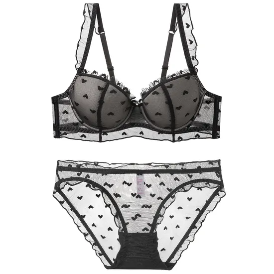 2025 Hot Sell Sexy Woman Ultra-Thin Embroidery Lace Trim Sexy Breathable Bra Set Underwear Lingerie