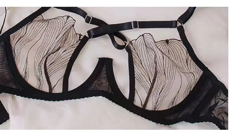 High Quality Women Sexy Lace Mesh Erotic Underwear Hot Transparent 2 Piece Set Lingerie