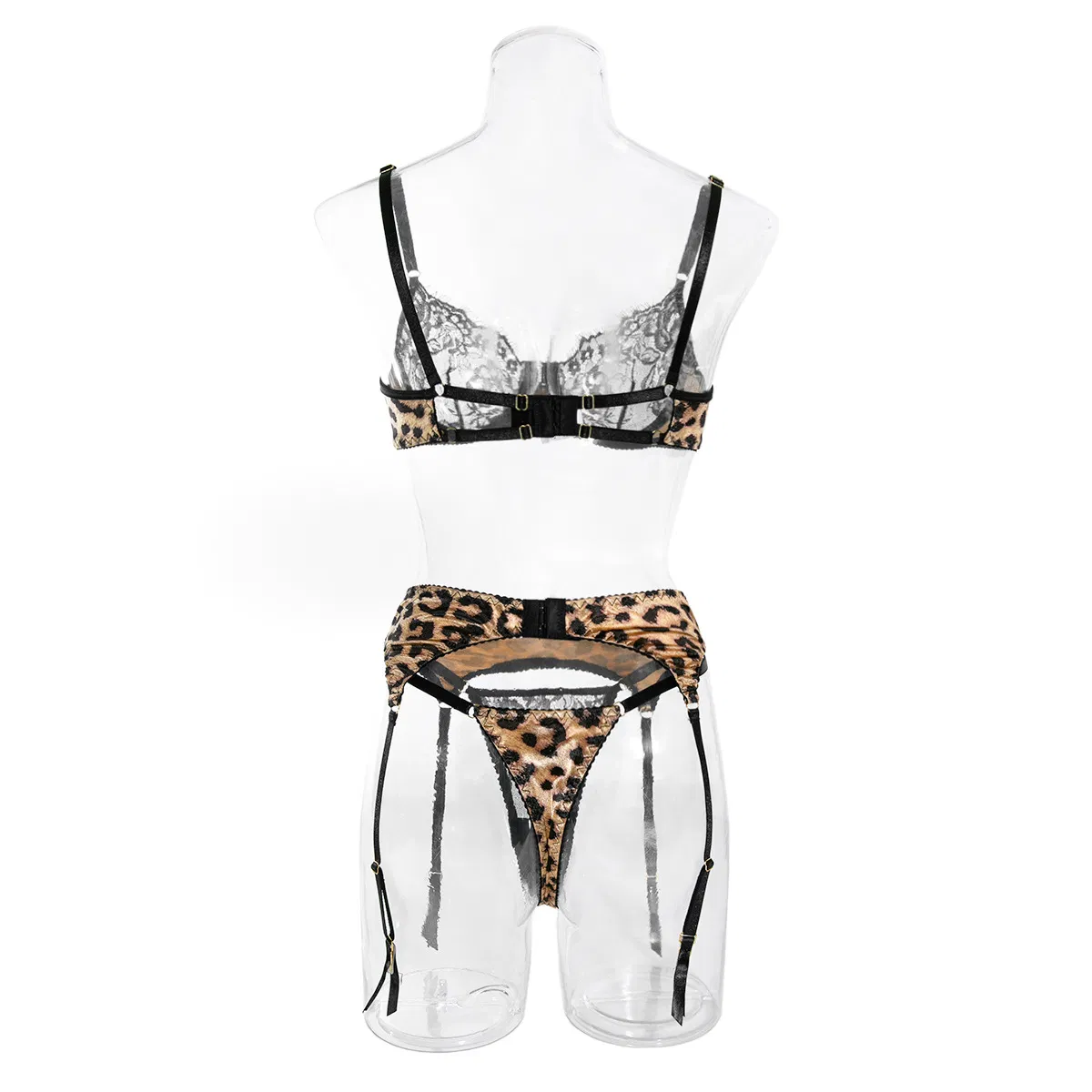 Sexy Leopard Print Woman's Underwear Set Hot Sale Eyelash Lace Ultra Thin Lingerie