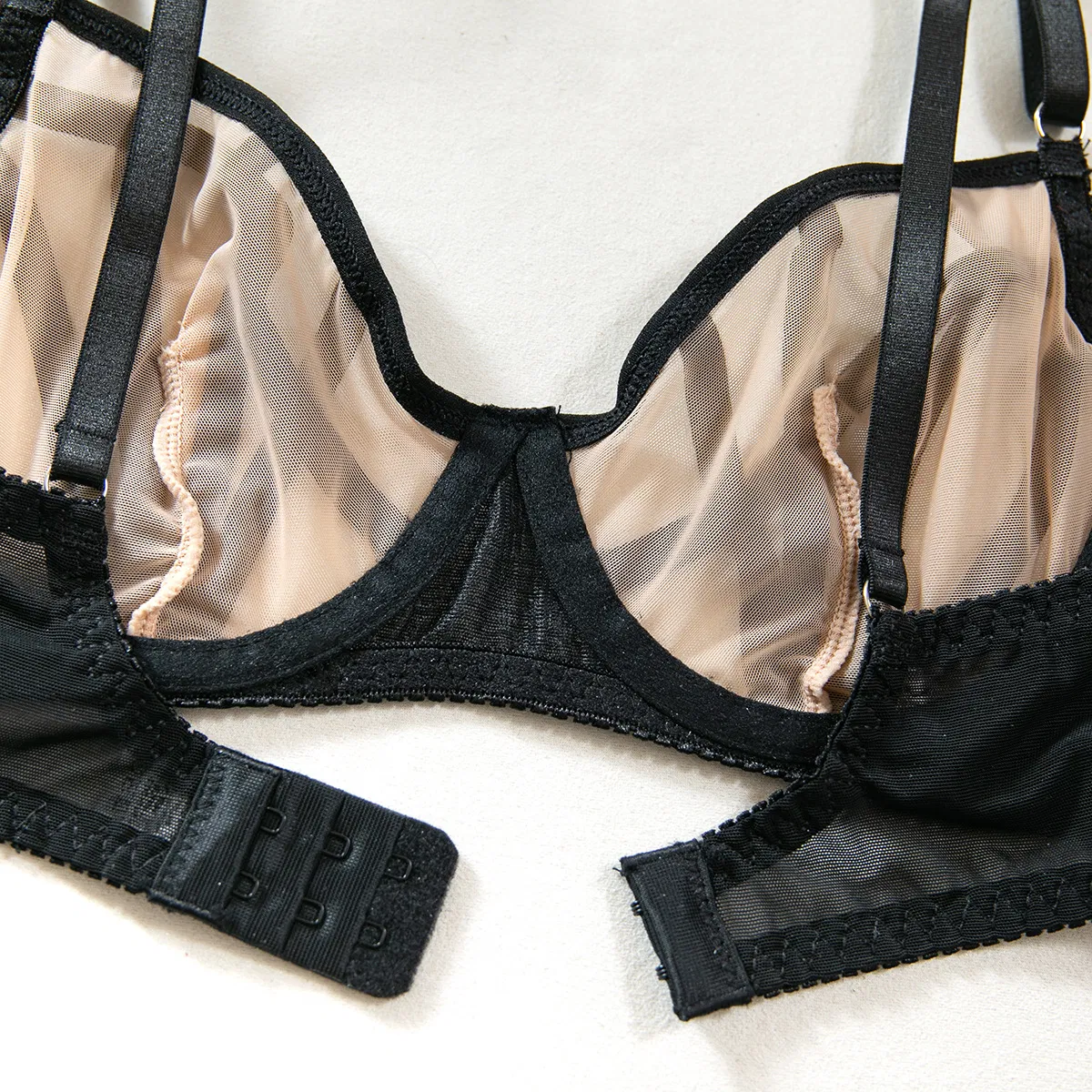 Sexy See-Through Mesh Woman Bra and Panty Set Wholesale High Quality Mature Lingerie