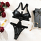 Wholesale Deep V Leather Underwear Set for Woman Sexy Hollow out One Piece Lingerie