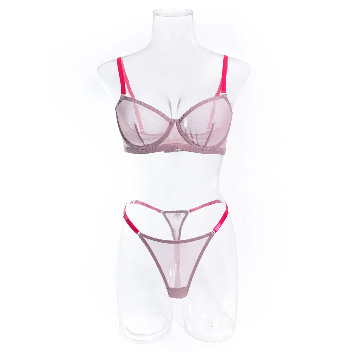 Sexy Transparent Mesh Two-Piece Underwear Set Wholesale Comfortable Solid Color 2PCS Lingerie
