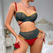 Sexy Contrast Color See-Through Mesh Two Piece Underwear Set Wholesale Steel Ring Lingerie