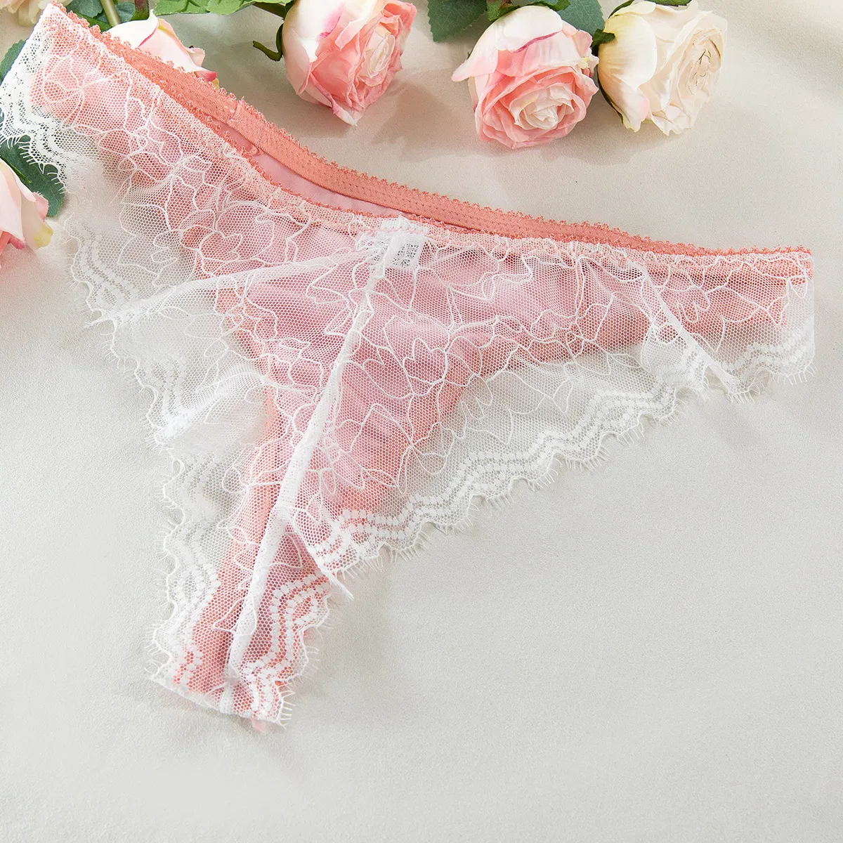 Wholesale Ultra Thin Underwear Set Sexy Flower Embroidery See Through Lingerie