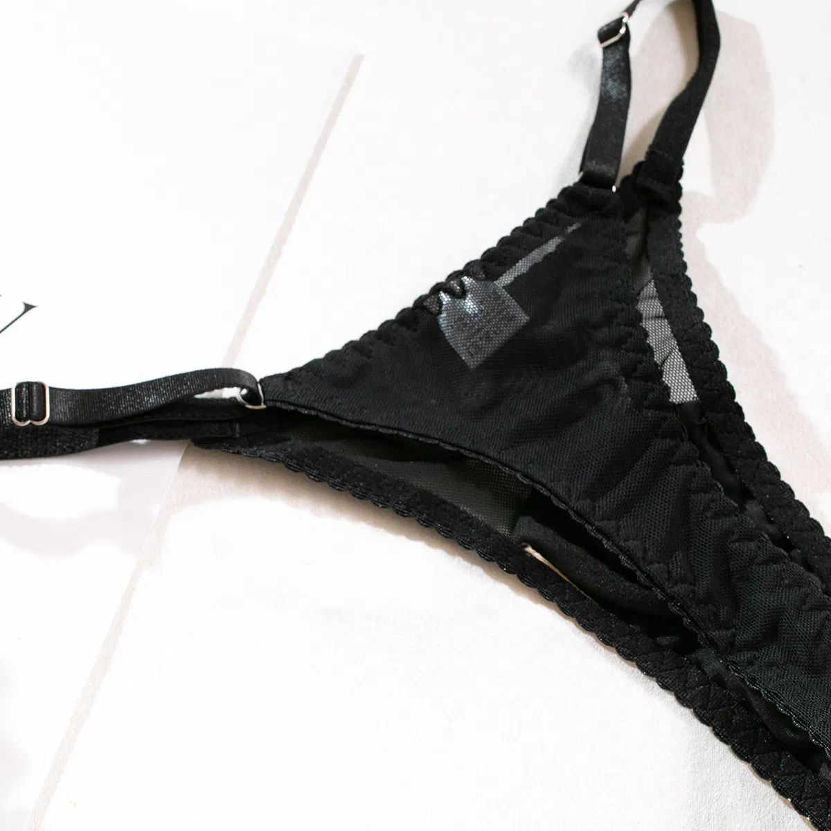 Wholesale Satin See-Through Mesh Women Bra Set Sexy Woman Two Piece Lingerie
