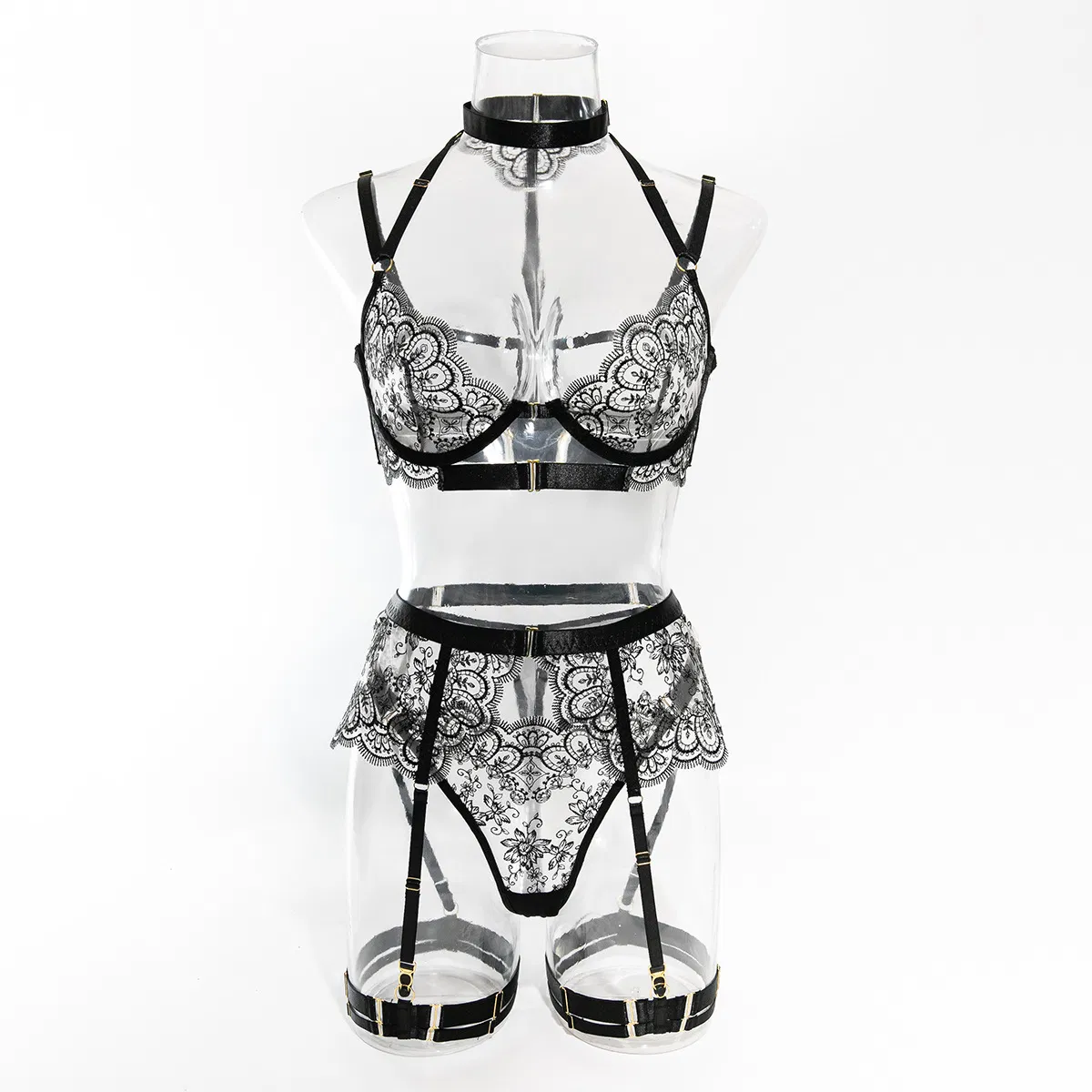 Wholesale Ultra-Thin Underwear Set Embroidery Sexy Hot Ladies Lingerie