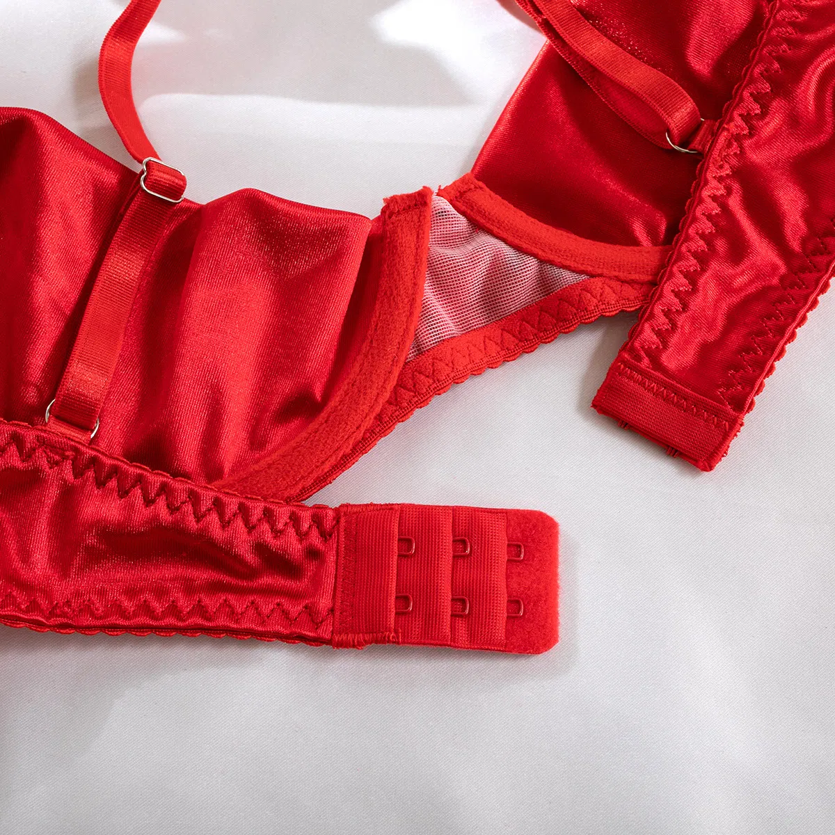 Sexy Hollow out 2 Pieces Underwear Set for Woman Wholesale Satin Solid Color Lingerie Set