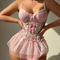 Sexy Embroidery Lace Cross Women's Bra Set Wholesale Cross Tie Bow Lingerie