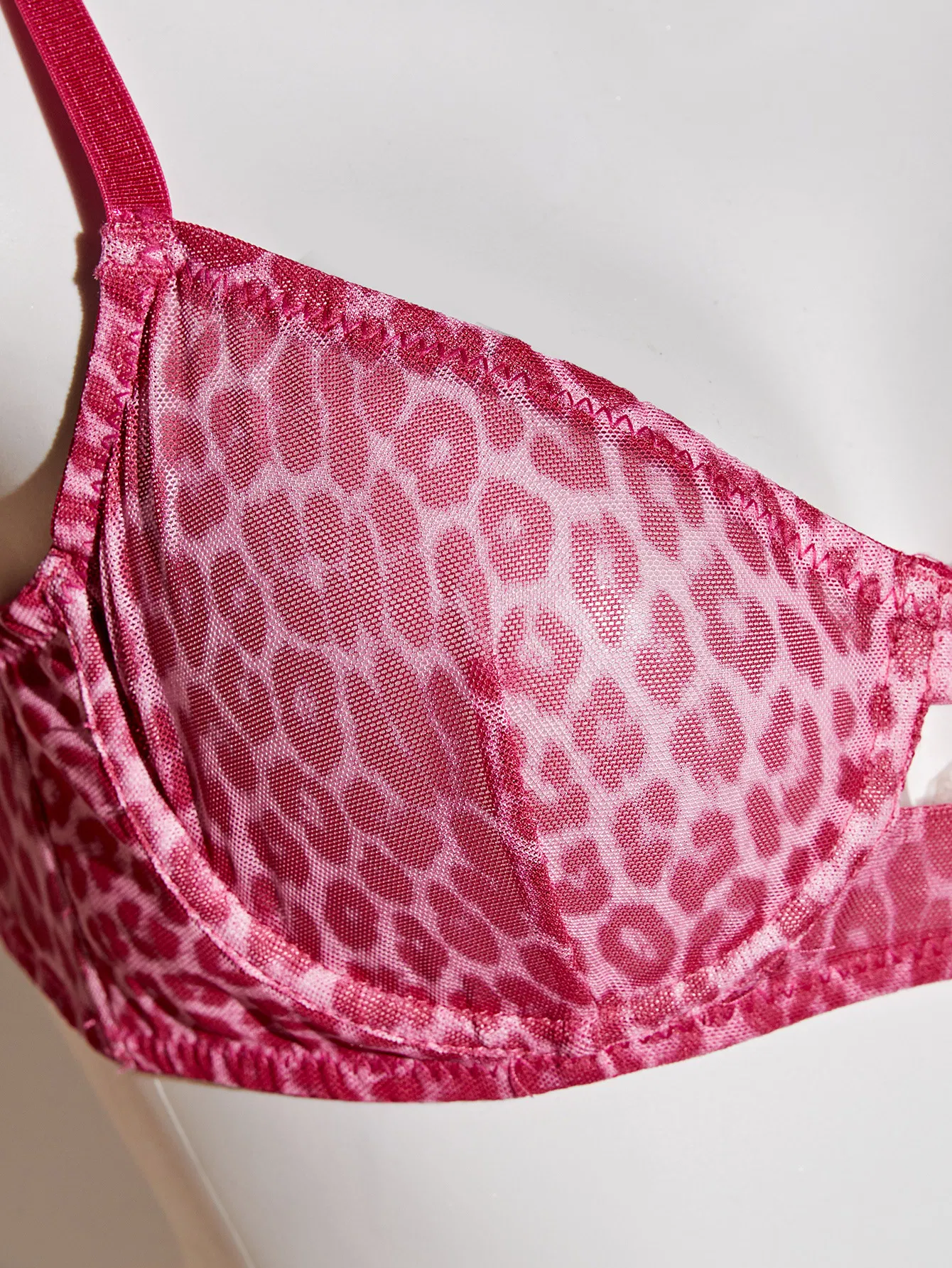 Wholesale Transparent Leopard Print Two-Piece Bra Set Sexy Thin Woman Lingerie