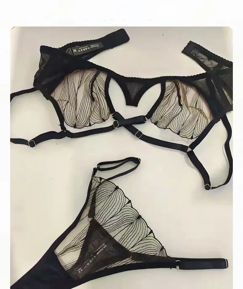 New Erotic Underwear Ultra-Thin Set Transparent Lace for Women Temptation Bra Sexy Lingerie