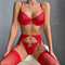 Wholesale See-Through Underwear Set for Woman Sexy Solid Color with Stocking Lingerie