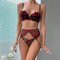 Sexy See-Through Mesh 3 Piece Bra Set Hot Selling Embroidery Woman Lingerie