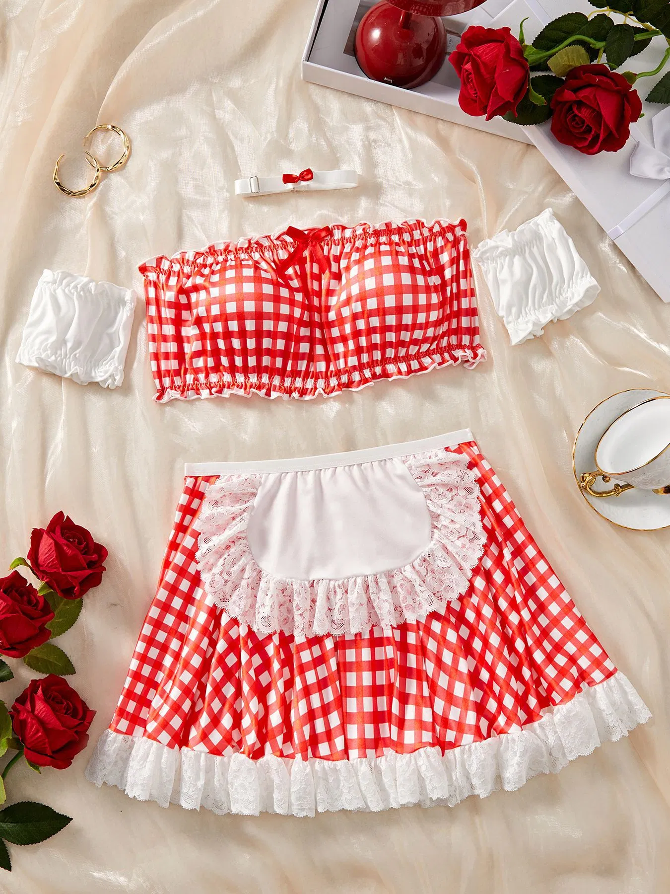 Sexy Maid See-Through Bra Set Wholesale Thin Short Skirt Woman Lingerie