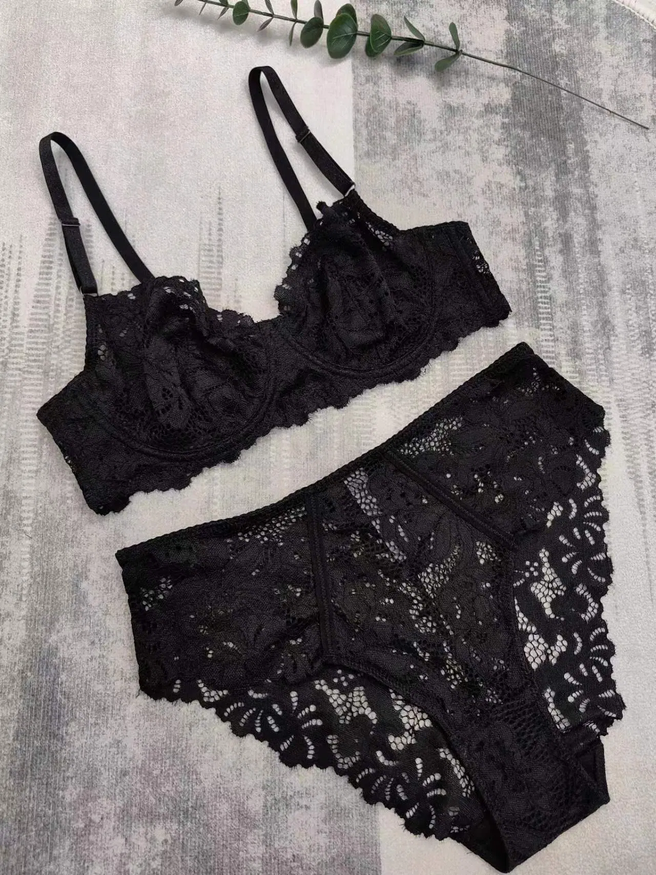Wholesale French Style Embroidery Lace Trim Breathable Bra Backless Ultra-Thin for Women Sexy Bra Set Underwear Lingerie