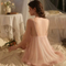 Sexy See-Through Mesh Nightgown Dress and Robe Hot Sell Embroidered Lace Women's Nightwear