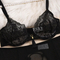 Wholesale Transparent Embroidery Underwear Set for Woman Sexy Gold Thread Black Lace Lingerie