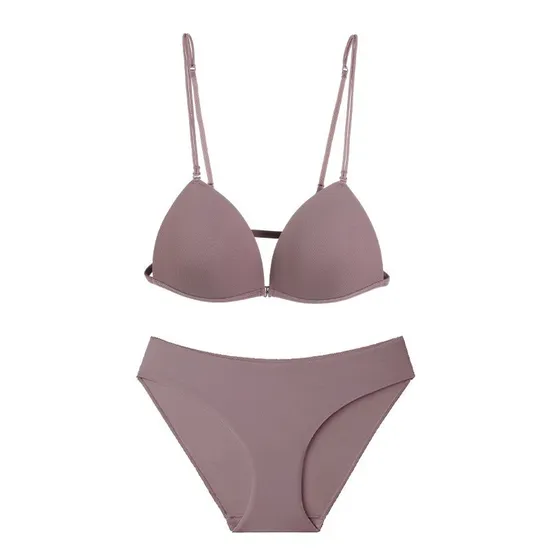 Wholesale French New Style Front Buttons Ultra-Thin Bra Set Sexy Underwaer Lingerie