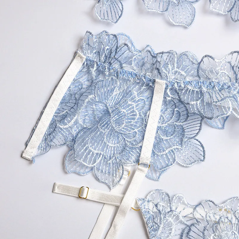 Wholesale Flower Embroidery See-Through Underwear Set Sexy Ultra-Thin Woman Lingerie