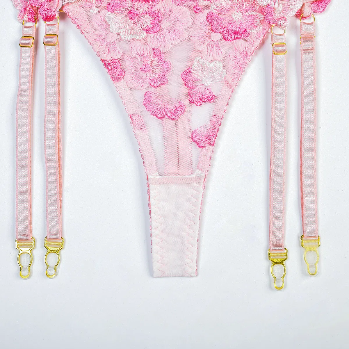 Wholesale Ultra-Thin Flower Embroidery Lace Underwear Set Sexy See-Through Mesh Woman Lingerie