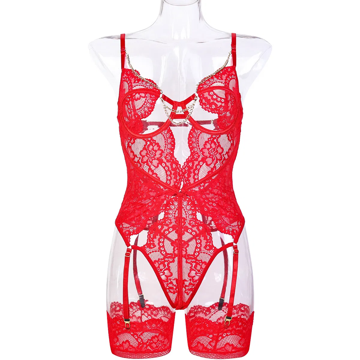 Wholesale Hollow out One Piece Underwear Set for Woman Sexy Embroidery Transparent Lingerie
