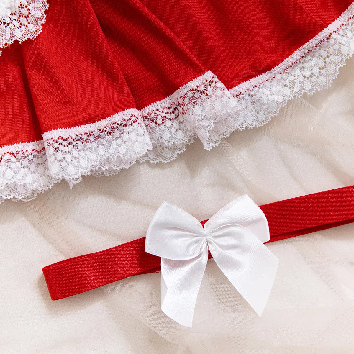 New Design Maid Christmas Role-Playing Bra Panty Set Sexy Contrast Lace Woman Lingerie
