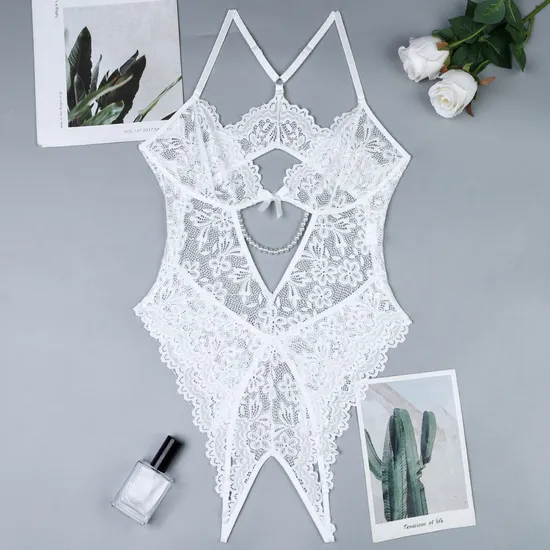 Wholesale Hollow out V-Neck Woman Underwear Set Sexy Embroidery Lace Suspender Lingerie