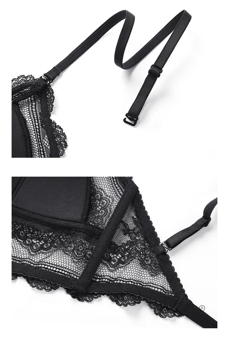 Wholesale Underwear French U-Shaped Triangular Cup Lace Ultra-Thin Romantic for Women Soft Sexy Bra Set Lingerie