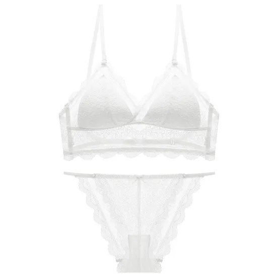 Wholesale Underwear French U-Shaped Triangular Cup Lace Ultra-Thin Romantic for Women Soft Sexy Bra Set Lingerie