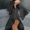 Wholesale Satin Long Sleeve Ruffled Chiffon Patchwork Sleepwear Sexy Women's Robe