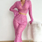 Hot Sell Erotic Long Sleeve Transparent Mesh Underwear Set Sexy Heart Print Women's Lingerie