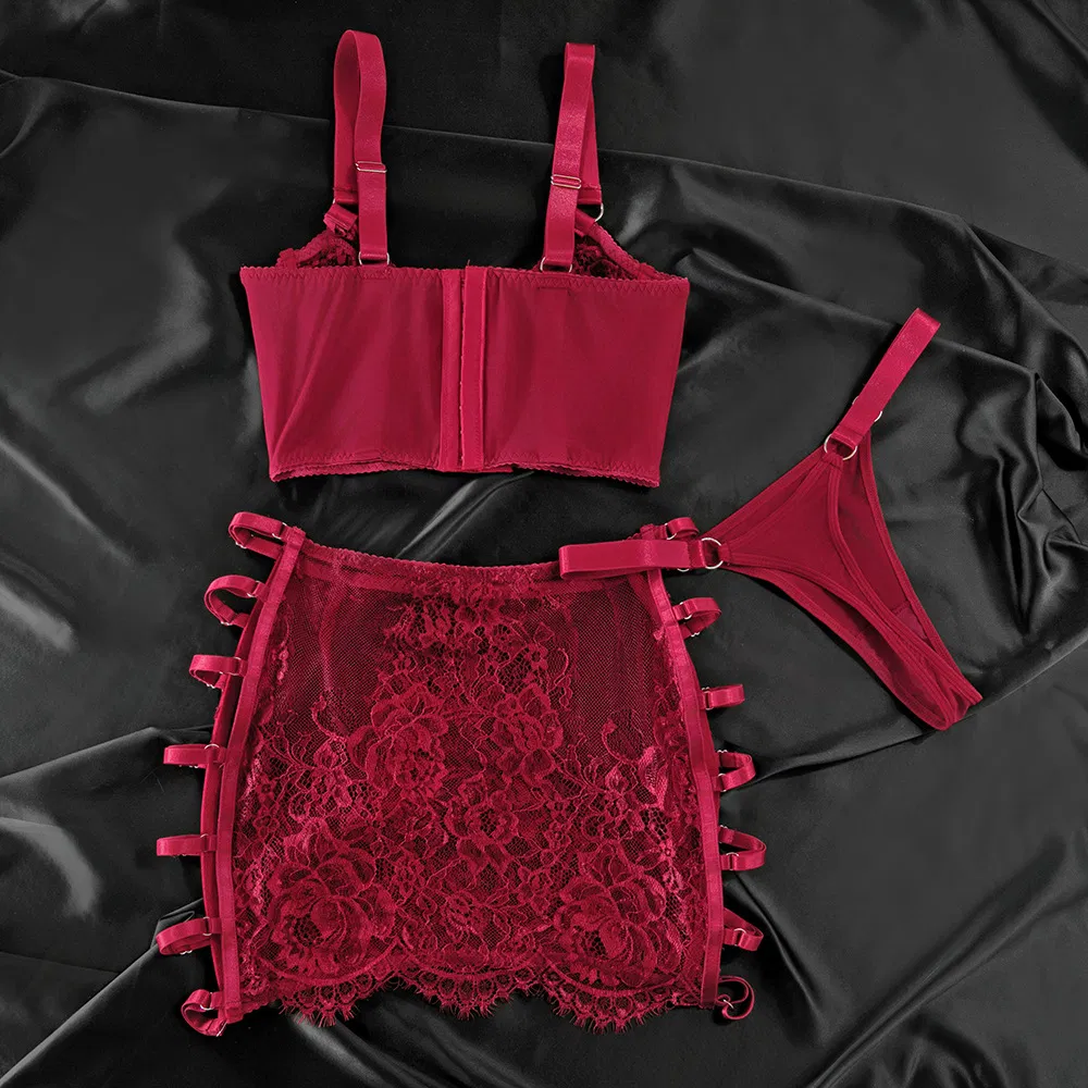 Wholesale Embroidered Underwear Set for Woman Sexy See-Through Hollow out Lingerie