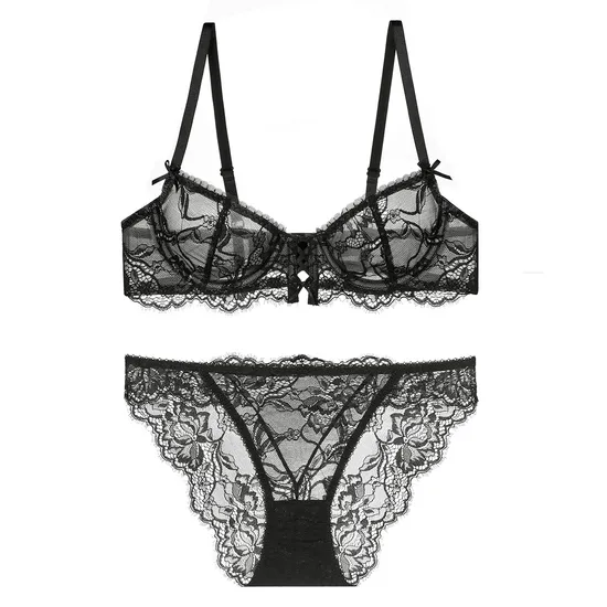 Sexy Ultra-Thin Temptation Underwear Bra Set Lingerie for Women French Lace Lingerie