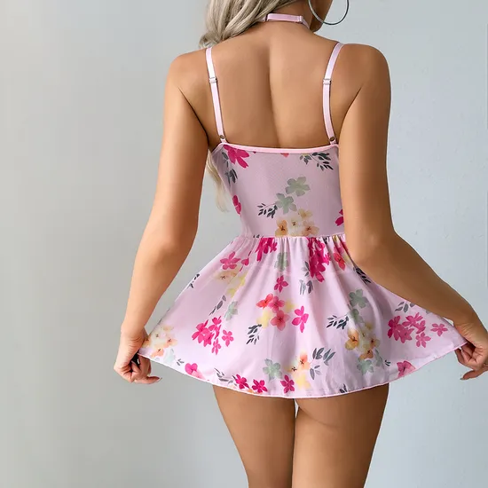 New Arrival Floral Print See-Through Bra and Panty Set Sexy Ultral-Thin Embroidery Lingerie
