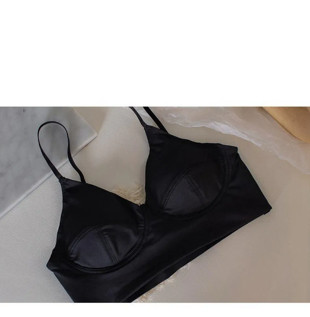 Wholesale French Solid Color Soft Breathable Backless Ultra-Thin for Women Halter Neck Bra Underwear Set Lingerie