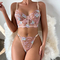 Sexy Mesh Transparent Flower Embroidery Fishbone Bra Set Factory Sell Woman Lingerie