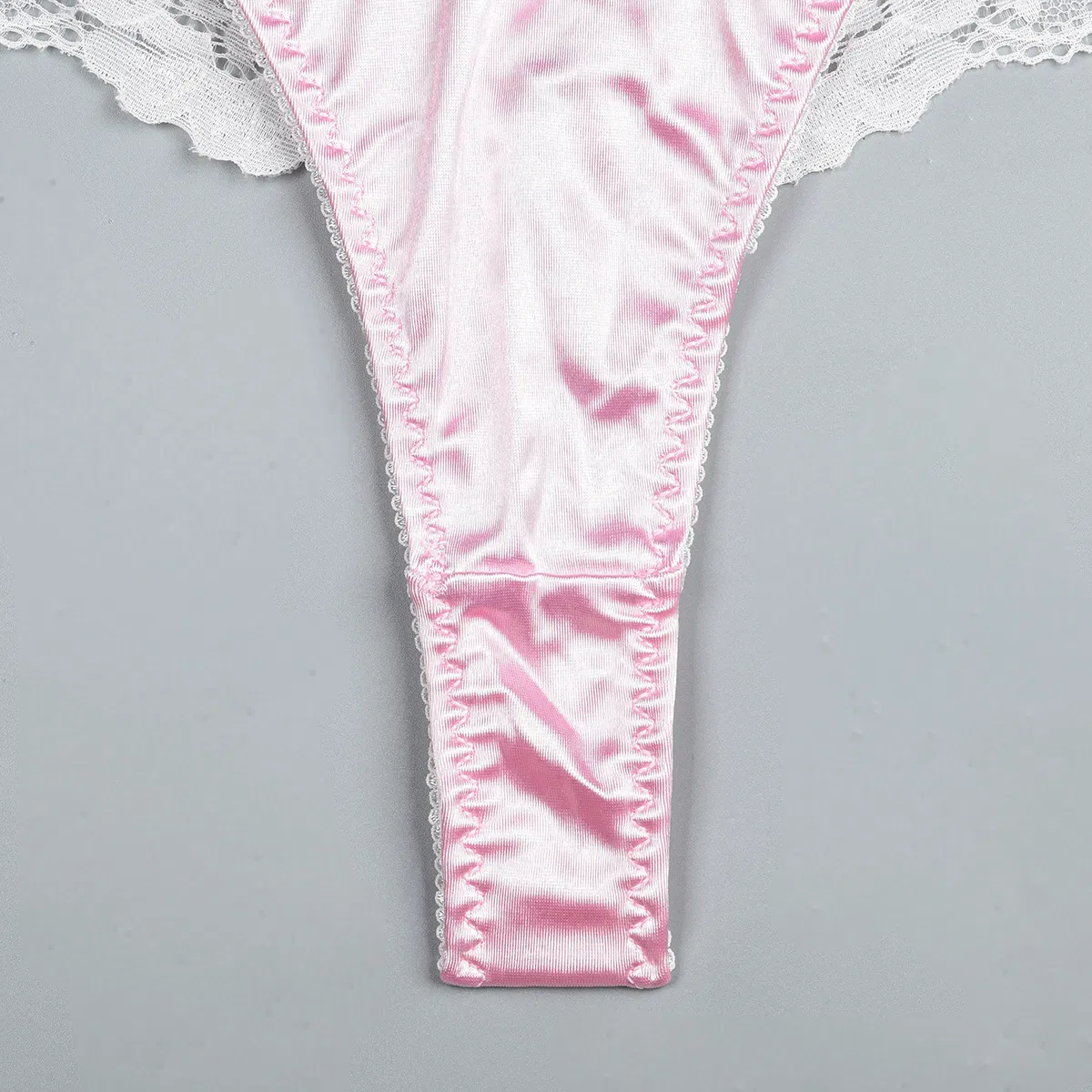 Sexy Neck Hanging Cross Strap Underwear Set Wholesale Pink Satin Women Lingerie